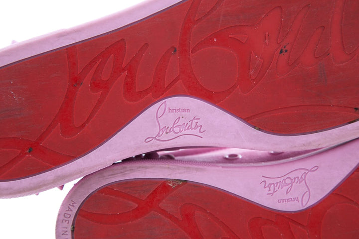 Christian Louboutin Pink Lace Up Sneakers SZ 40