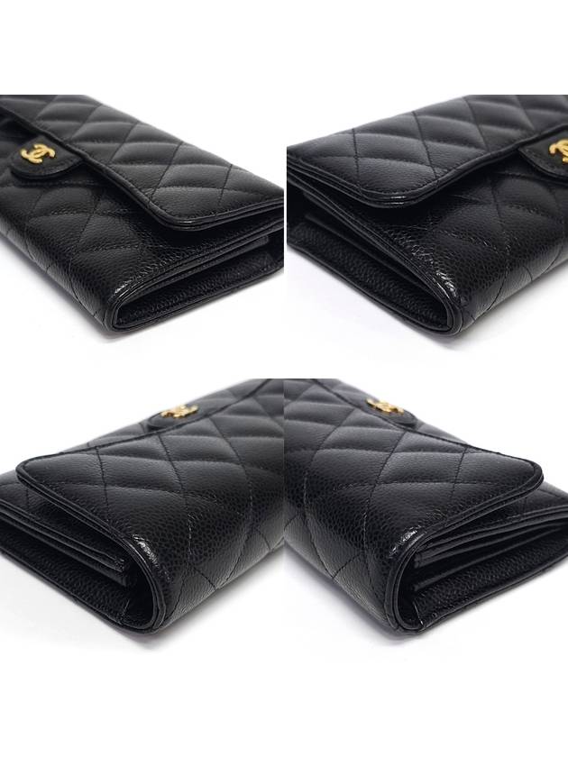 AP0241 Caviar Skin Gold Logo Classic Flap Long Wallet Chanel