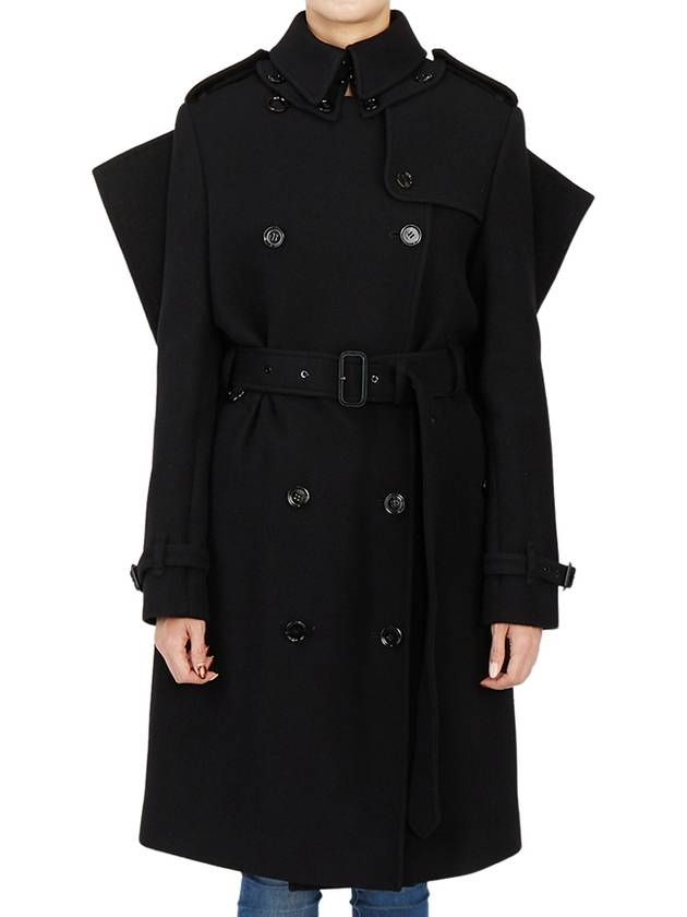 Burberry WoMen's Panel Detail Cashmere Wool Blend Trench Coat Black