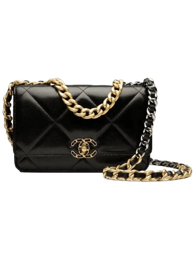 19 Chain Lambskin Cross Bag Black Chanel