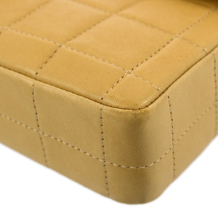Top Quality Chanel 2001-2003 Beige Lambskin East West Choco Bar Chain Shoulder Bag