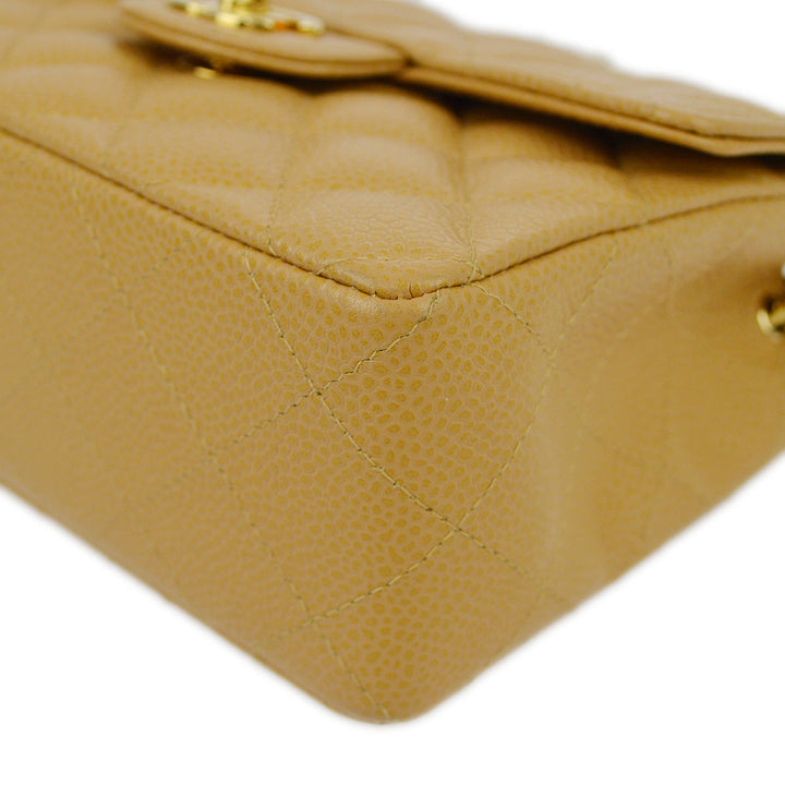 Top Quality Chanel Beige Caviar Mini Classic Square Flap Shoulder Bag 17