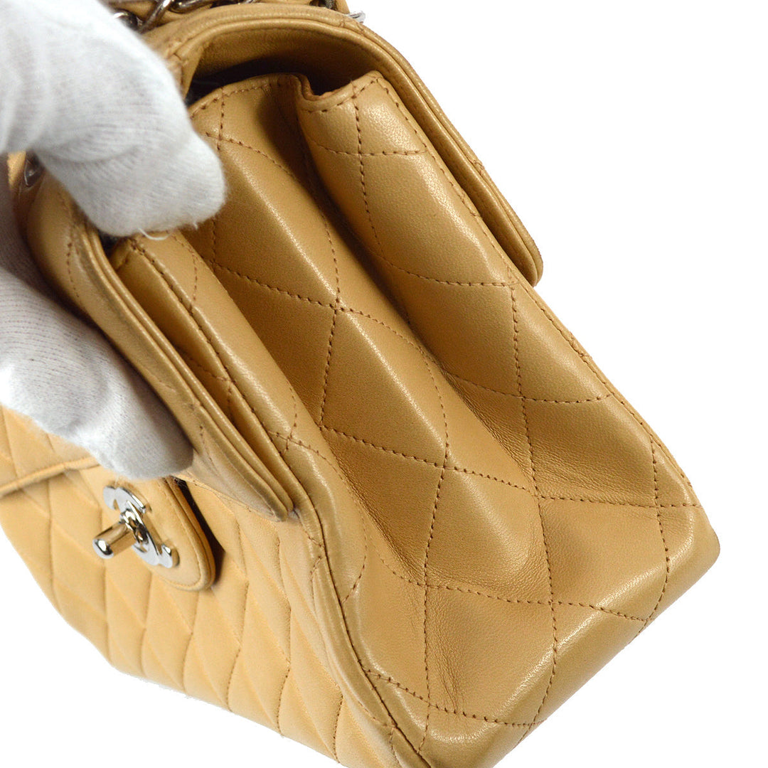 Top Quality Chanel Beige Lambskin Double Sided Classic Flap Shoulder Bag