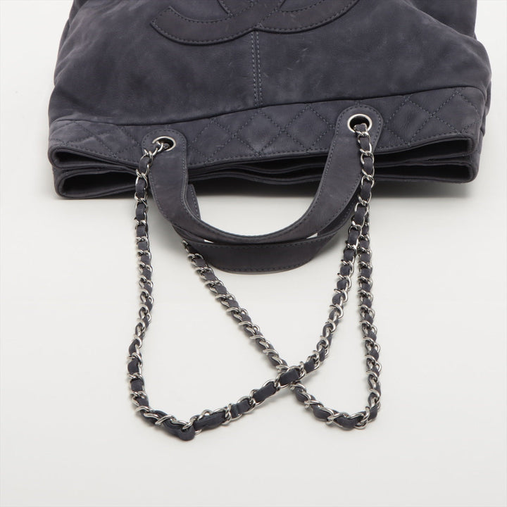 Top Quality Chanel Coco Suede 2WAY Handbag Pearl Silver  17th