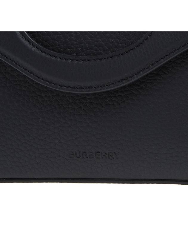 Burberry Logo Engraved Leather Belt Bag Black