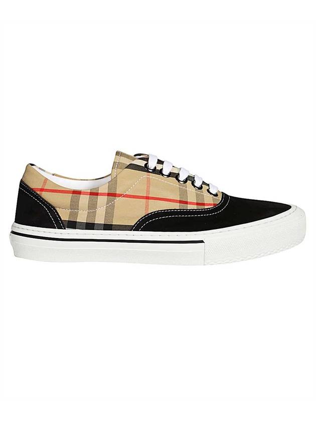 Burberry Men's Wilson Vintage Check Mix Low Top Sneakers Black Brown