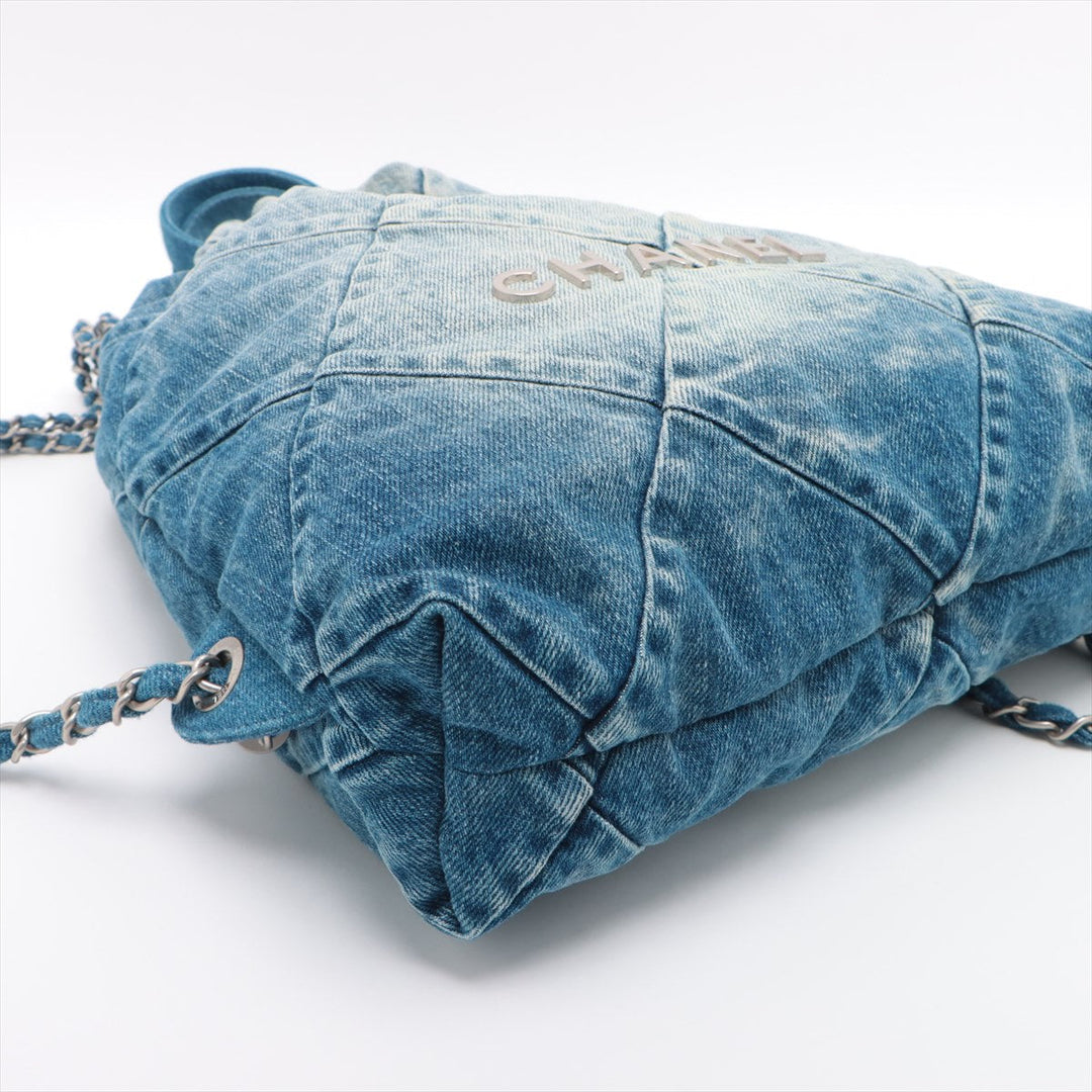 Top Quality Chanel 22 Backpack Denim Chainsaw Blue Silver  AS3859