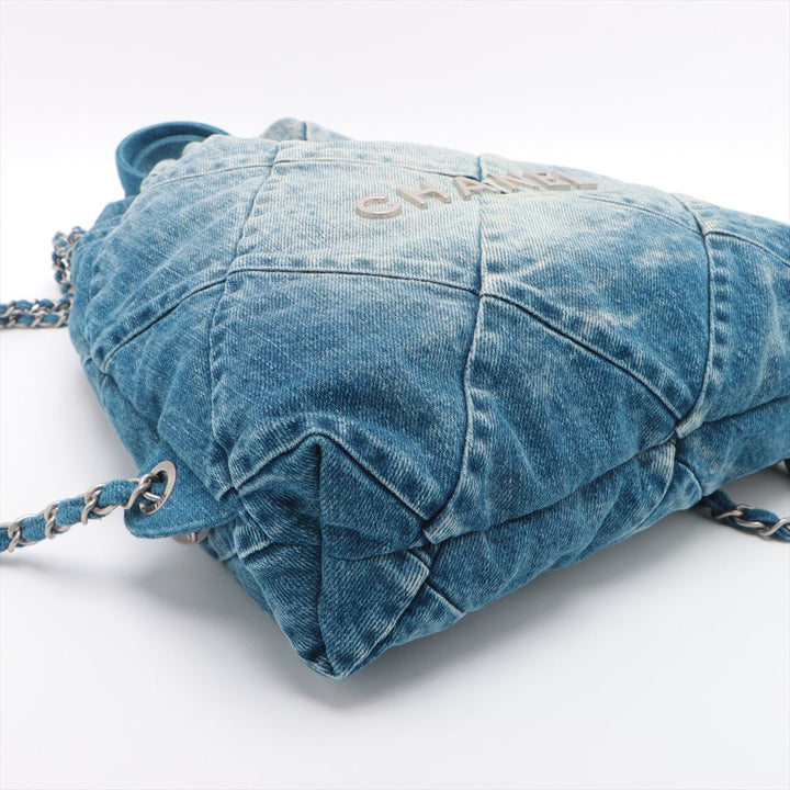 Top Quality Chanel 22 Backpack Denim Chainsaw Blue Silver  AS3859