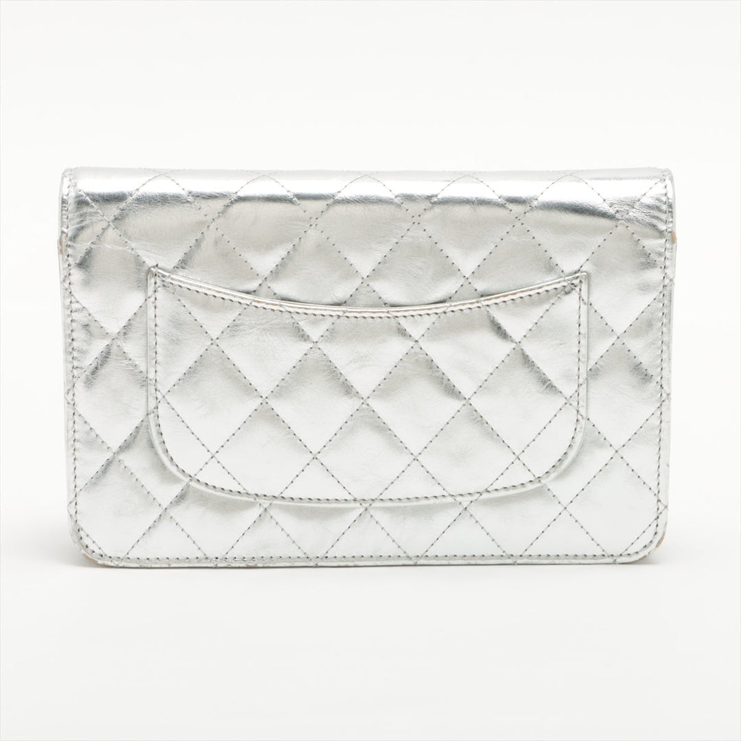 Top Quality Chanel 2.55 Leather Chain Wallet Silver Silver