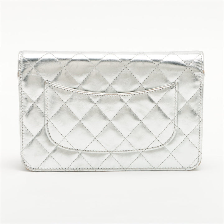 Top Quality Chanel 2.55 Leather Chain Wallet Silver Silver