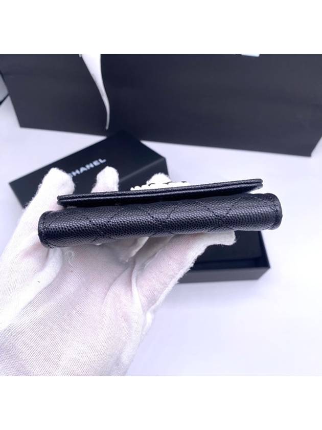 Caviar Flap Card Wallet Black Chanel