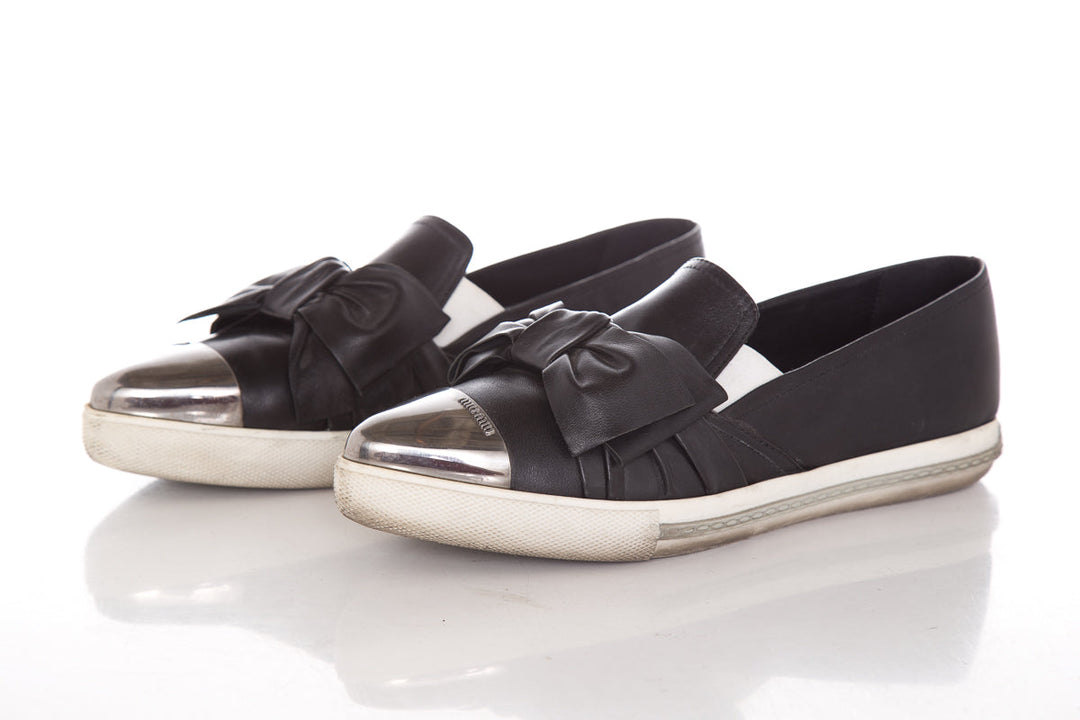 Miu Miu Black Bow Sneakers SZ 38.5