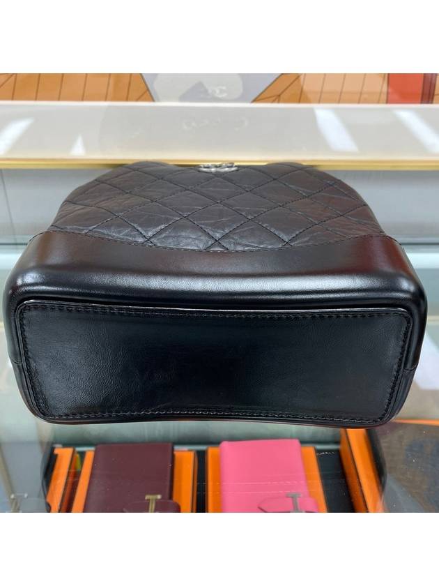 Aged Calfskin Small Gabrielle Backpack Black Chanel