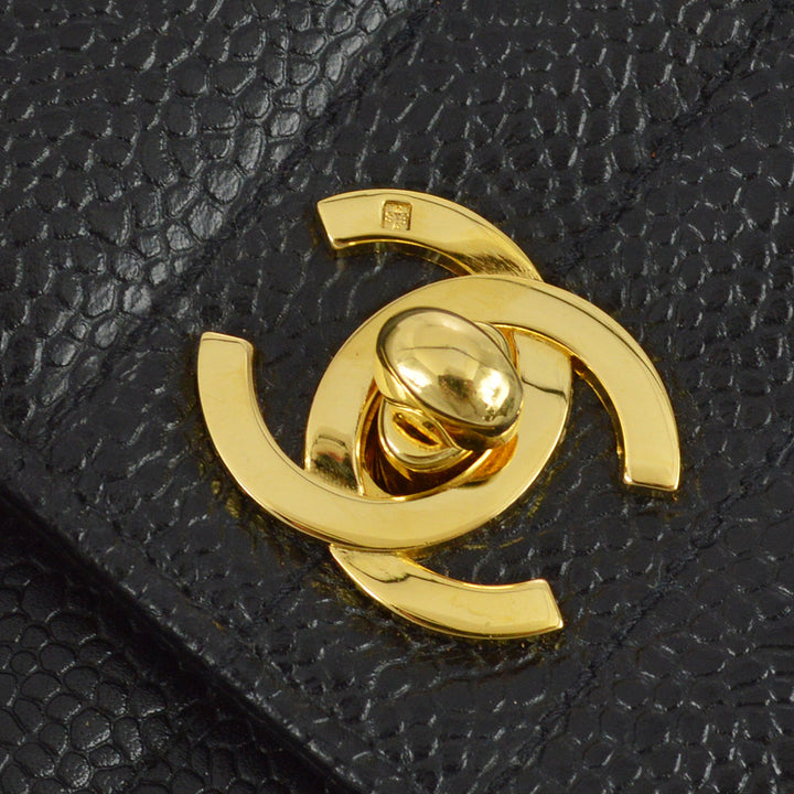 Top Quality Chanel * 1994-1996 Black Caviar Mini Vertical Stitch Straight Flap Bag