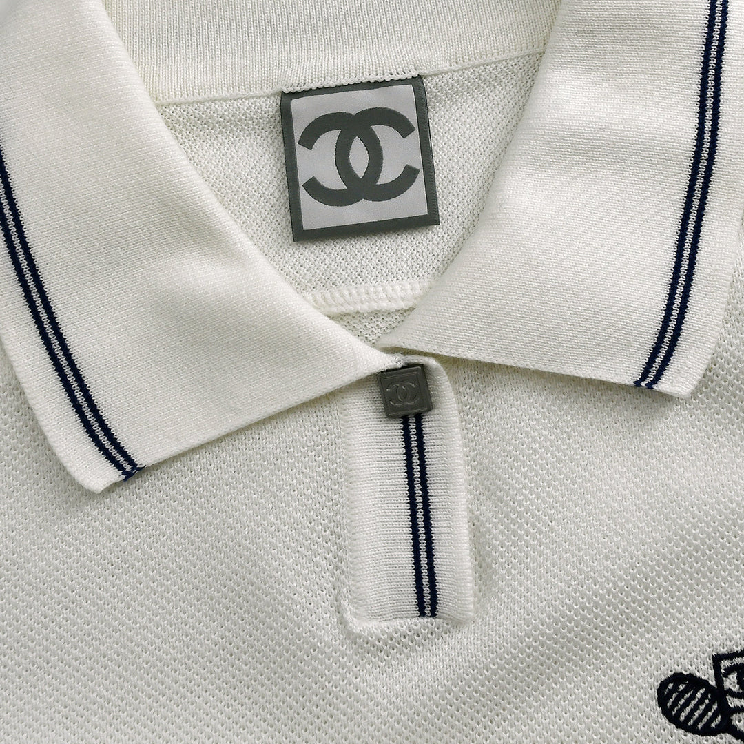 Top Quality Chanel Sport Line Polo Shirt White 06P #38
