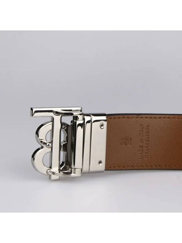 Burberry Reversible Monogram Leather Belt Black