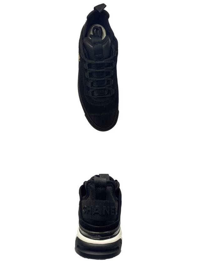 Logo Mixed Fibers Suede Low Top Sneakers Black Chanel