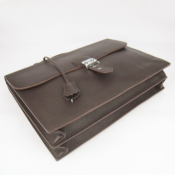Hermes Briefcases 2813 Unisex Briefcase Coffee