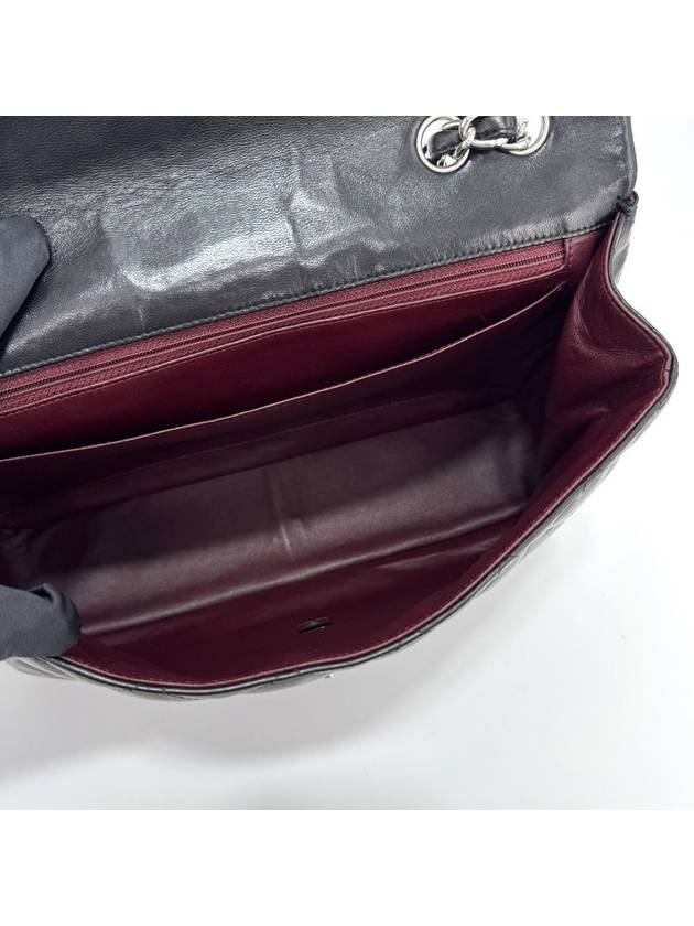 Lambskin classic large silver shoulder bag cross black Chanel
