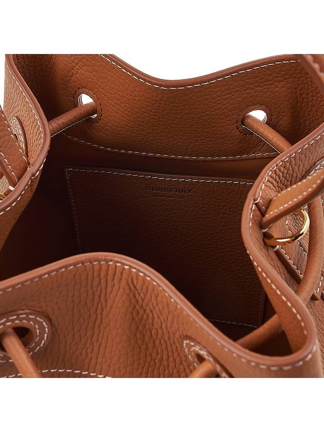 Burberry TB Logo Leather Small Bucket Bag Brown