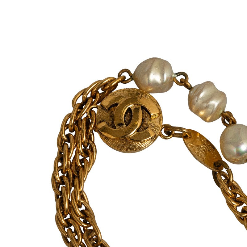 Top Quality Chanel Coco Long Chain Necklace Gold White Mackie Pearl  Chanel