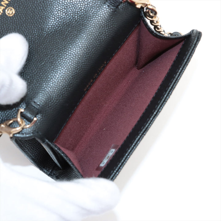 Top Quality Chanel Matrasse Caviar S Chain Wallet Black Gold
