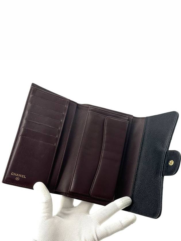 Caviar flap gold long wallet Chanel