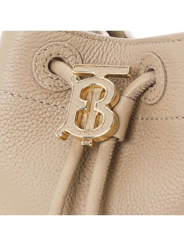 Burberry Logo Leather Mini Bucket Bag Beige
