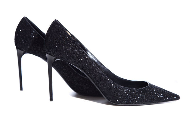 Yves Saint Laurent Black Glitter Zoe Heels SZ 38