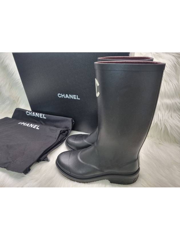 CC Logo Caoutchouc Rain Boots Black Chanel