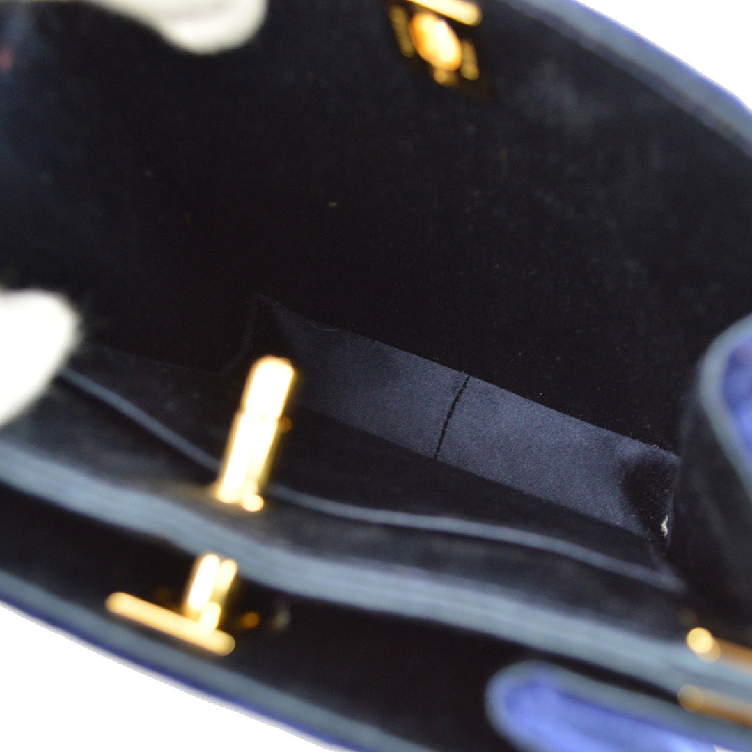 Top Quality Chanel * 1997-1999 Blue Velvet Double Sided Turnlock Handbag