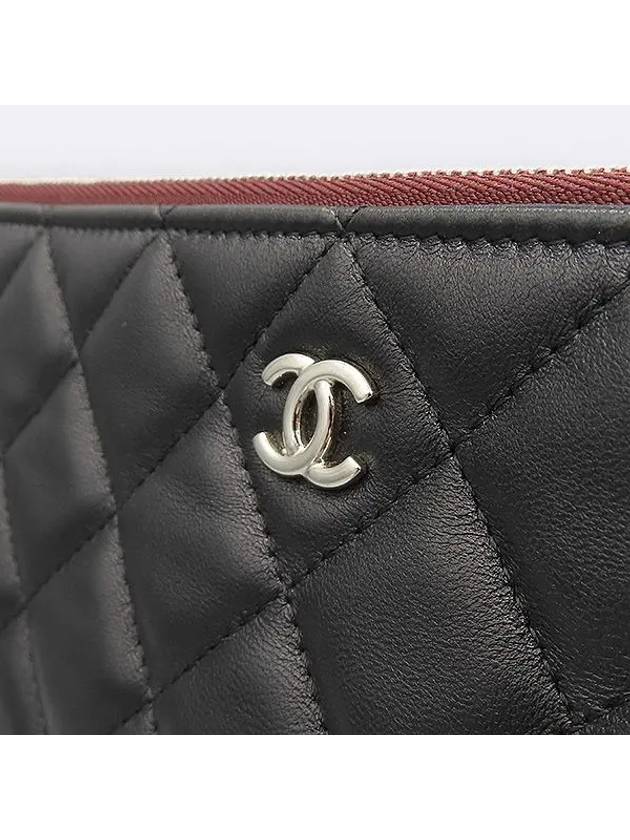A82552 Black Classic Lambskin Silver Logo Large Clutch Chanel