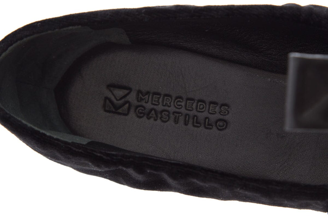 Mercedes Castillo Black Velvet & Pearl Detail Slip On Sneakers SZ 39