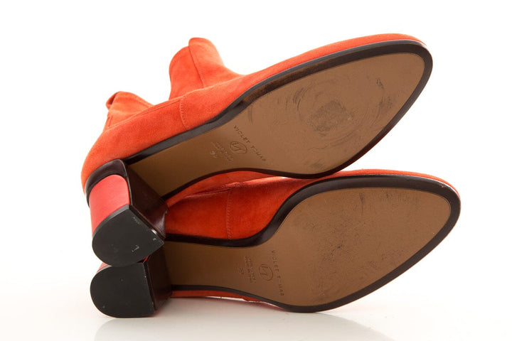 Violet Tomas Orange Suede Boots SZ 39