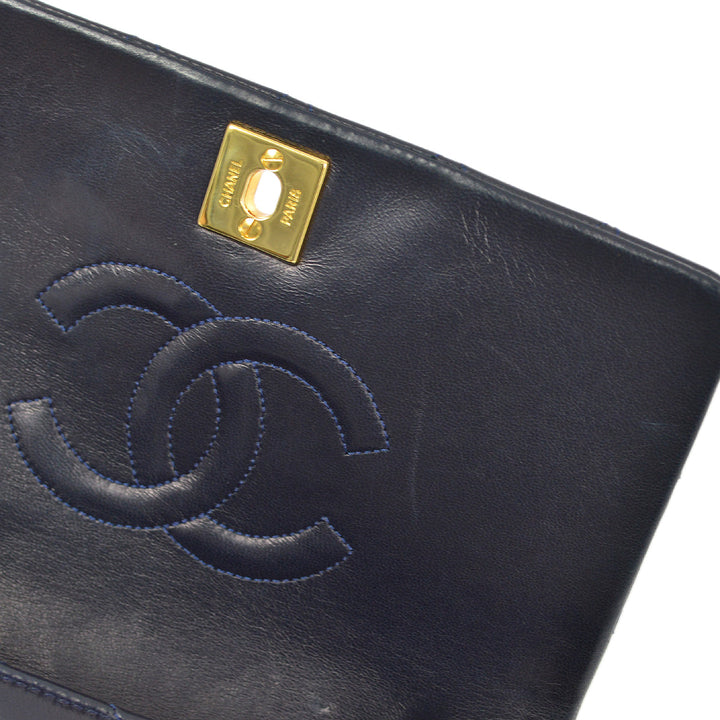 Top Quality Chanel Navy Lambskin Turnlock Mini Full Flap Shoulder Bag