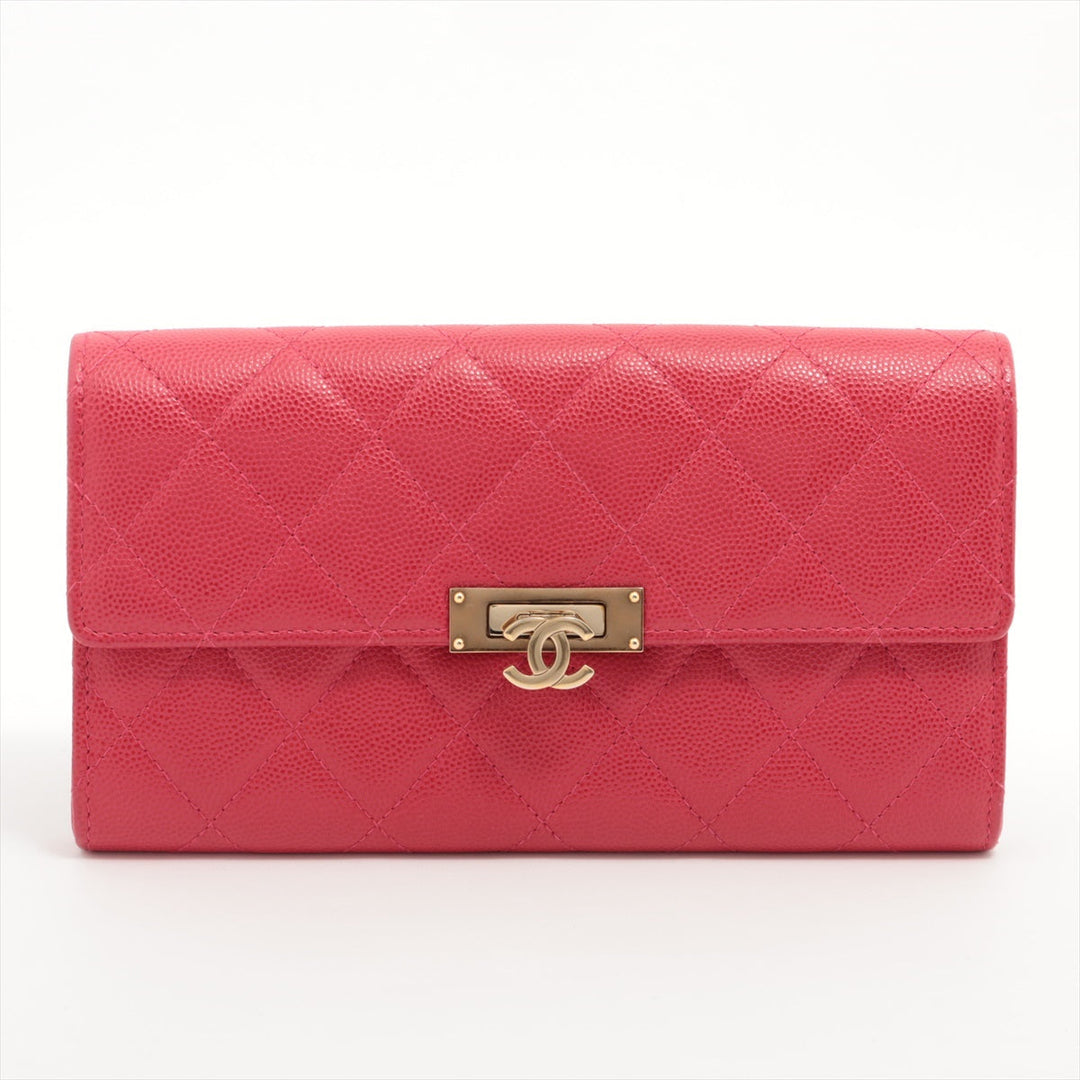Top Quality Chanel Coco Caviar S Wallet Pink Gold