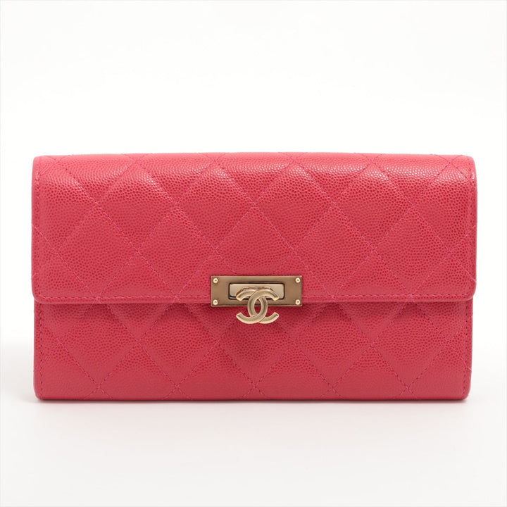 Top Quality Chanel Coco Caviar S Wallet Pink Gold