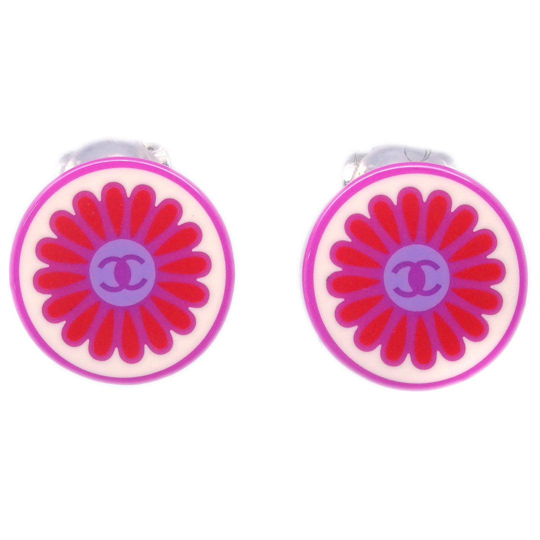 Top Quality Chanel Button Earrings Clip-On Pink 04P