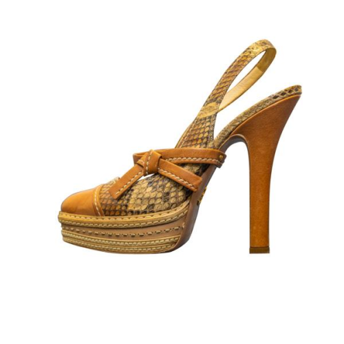 Prada snakeskin slingback pumps