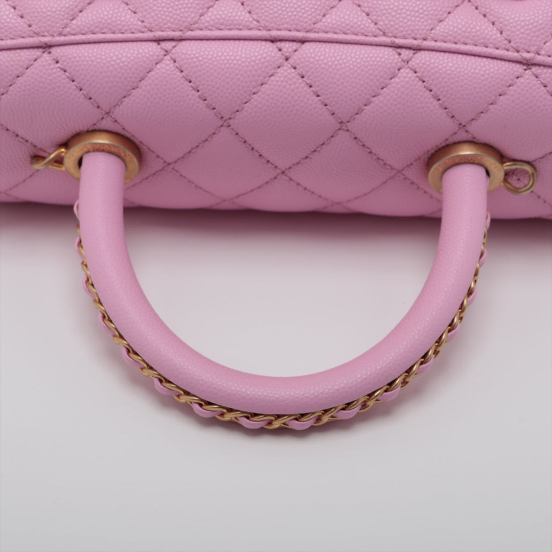 Top Quality Chanel Coco Handle 24 XS Caviar S 2WAY Handbag Pink Gold  A92990