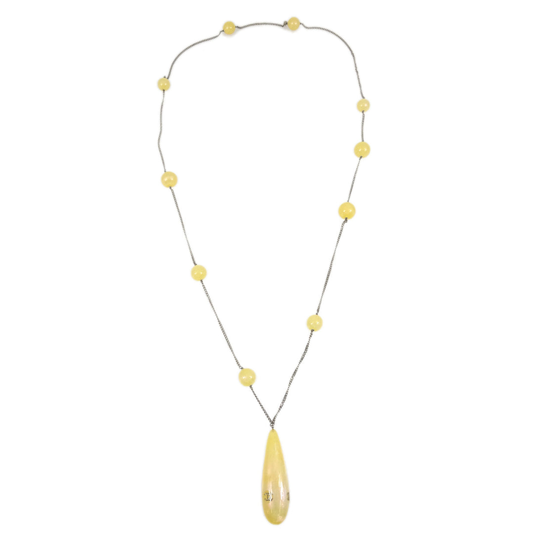 Top Quality Chanel Artificial Pearl Silver Chain Necklace White 99P