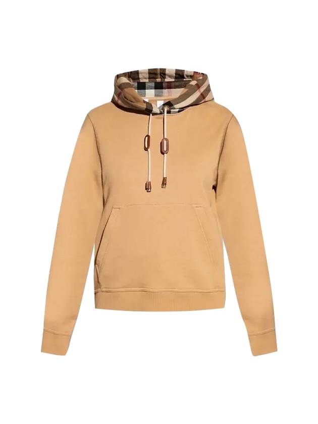 Burberry Check Cotton Oversized Hoodie Camel