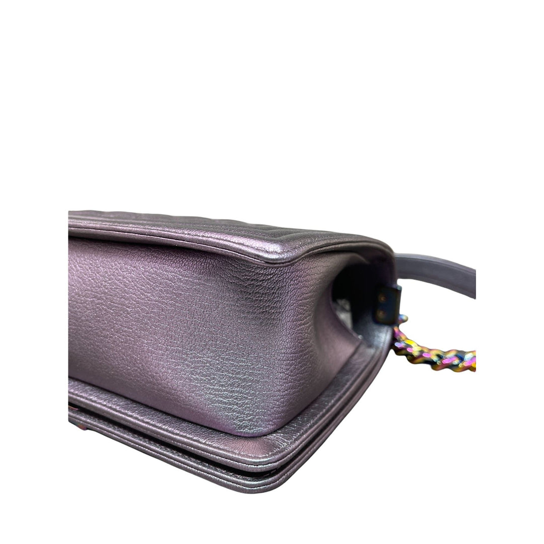 Top Quality Chanel Top Quality Chanel Boy New Bag Quilted Iridescent Goatskin Old Medium - Purple