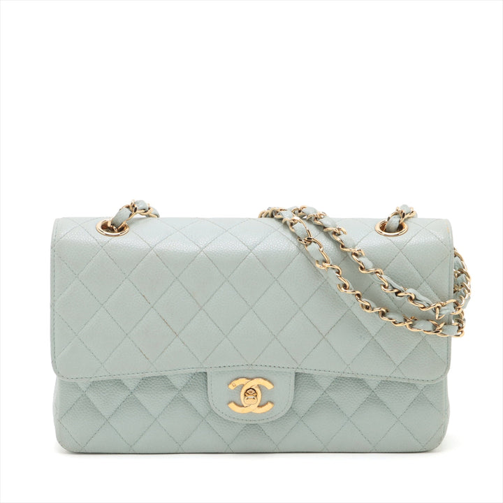 Top Quality Chanel Matrasse 25 Caviar S Double Flap Double Chain Bag Blue G  7th A01112