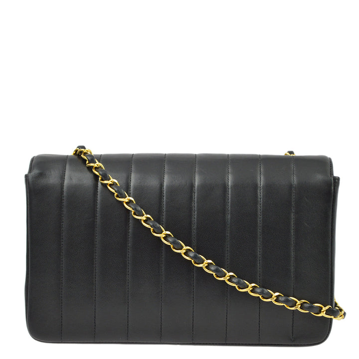 Top Quality Chanel Black Lambskin Mademoiselle Straight Flap Shoulder Bag
