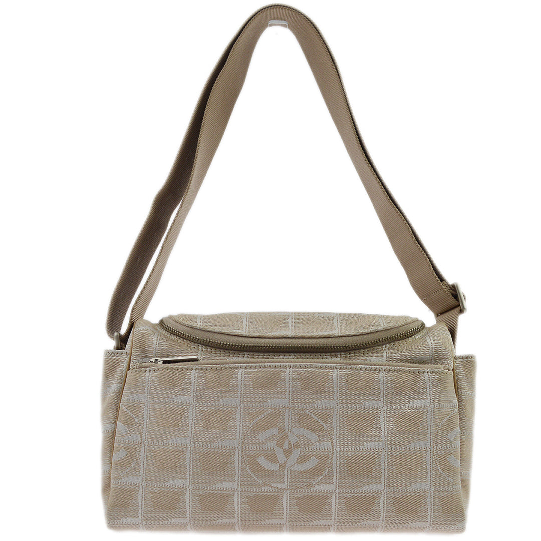 Top Quality Chanel Beige Jacquard Nylon Travel Line Shoulder Bag