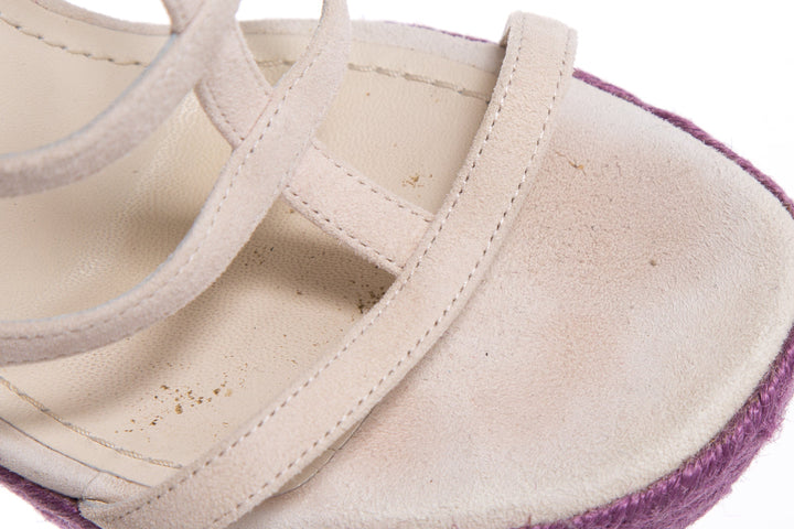 YSL Cream & Purple Jute Woven Heels SZ 35.5