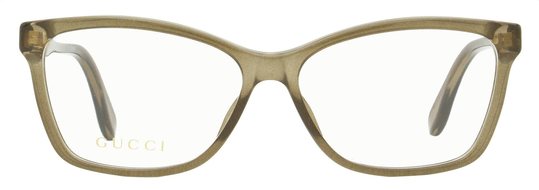 Gucci Women's Rectangular Eyeglasses GG0792O 005 Transparent Brown 55mm