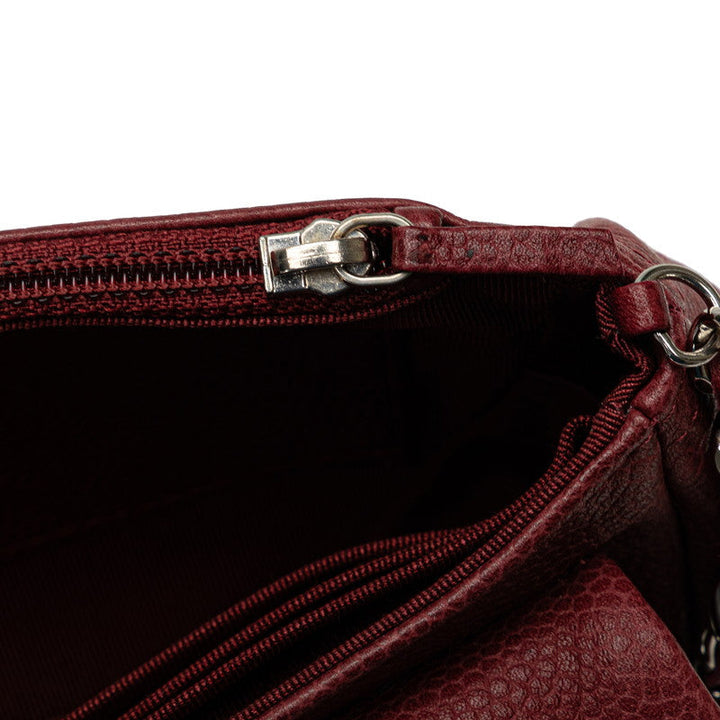 Top Quality Chanel Coco Half Moon Chain Shoulder Bag Wine Red Silver Caviar S  CHANEL
