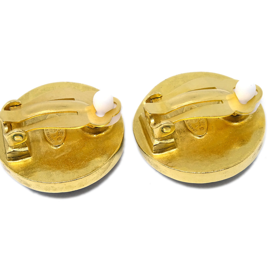 Top Quality Chanel Blue Stone Button Earrings Clip-On 95A